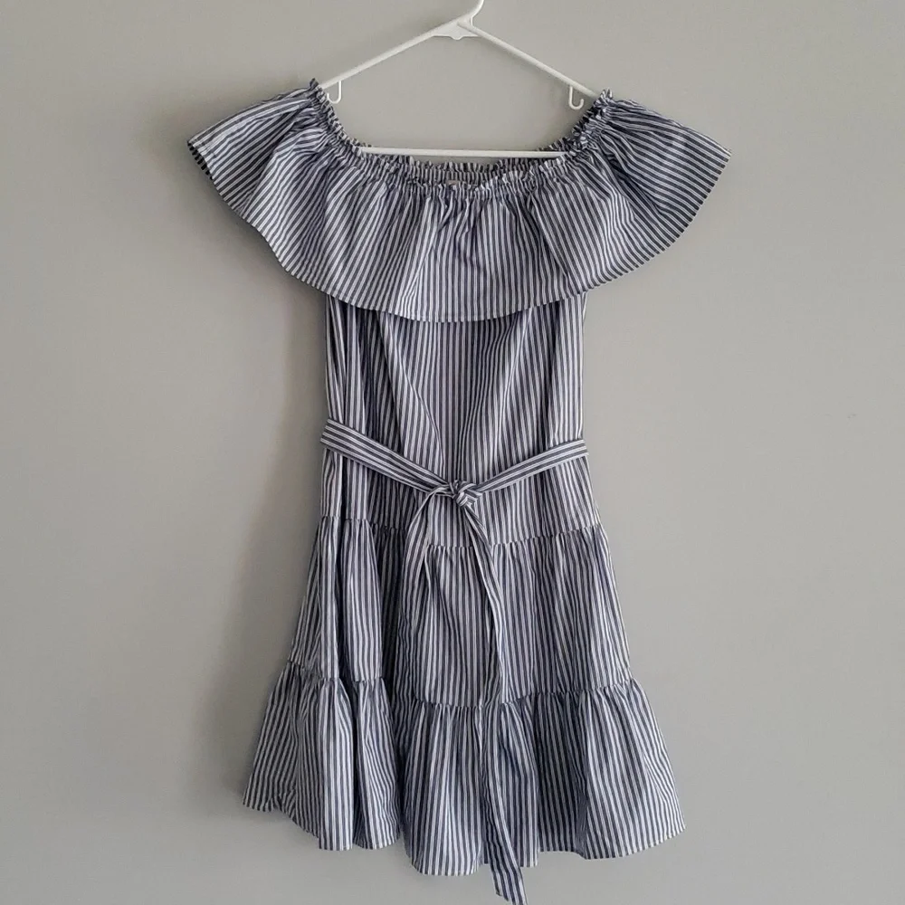 Cremieux Niko Striped Ruffle Off Shoulder Dress XS - Picture 4 of 8